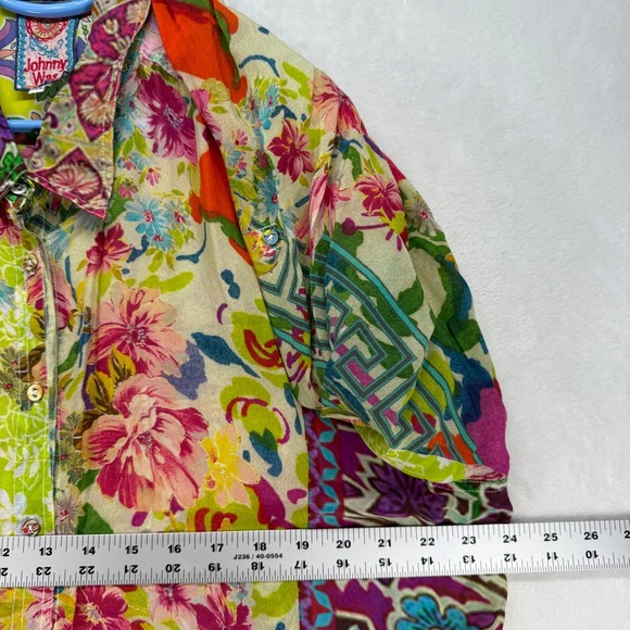 Johnny Was Floral Button Down Blouse Bohemian Colorful Petite XXL - Picture 4 of 8
